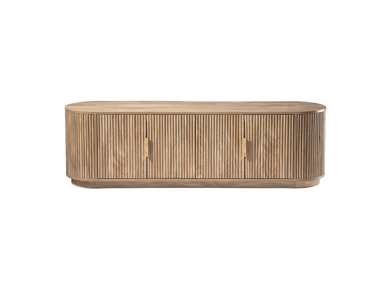  Meuble tv 4 portes effet chêne façades lames arrondies l160 cm - achille  - Conforama C