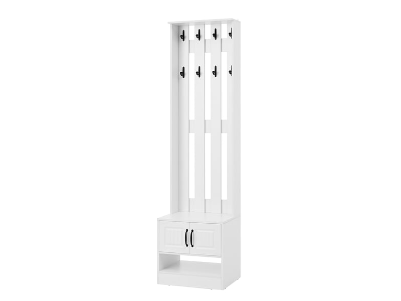  Portemanteau avec banc et rangement 50 x 190 cm en panneau de particules blanc  - Conforama W