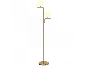 Lampadaire double pour le salon, lampadaire à 3 températures de couleur, abat-jour en verre, doré