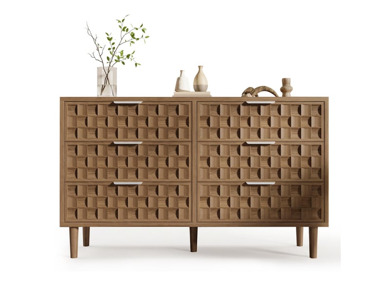  Buffet bas 120x37x77 cm 6 tiroirs mdf chêne  - Conforama A
