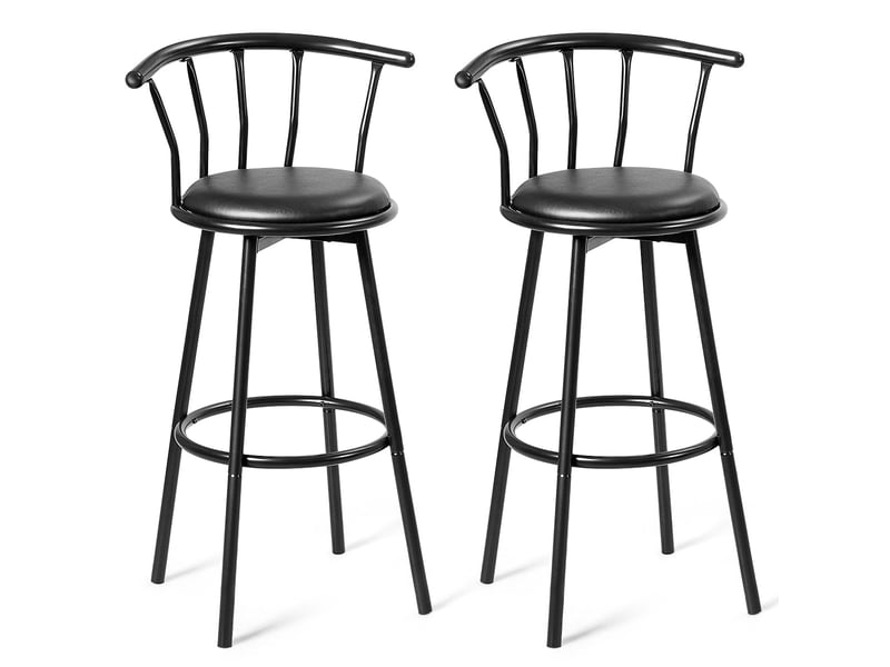  Lot de 2 tabourets de bar pivotants 55 x 56 x 101,5 cm confortables et élégants en acier noir 20_0020038  - Conforama A