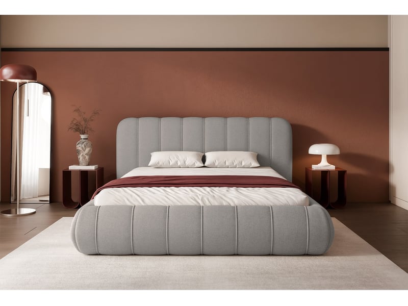 Selsey malunna - lit rembourré - 160x200 cm - chenille gris Malunna - Conforama C