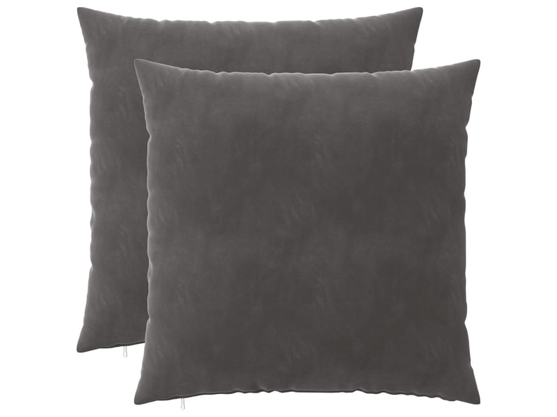 Lot de 2 coussins avec oreiller, coussins décoratifs heerlen gris foncé velours cf50495 - Conforama A