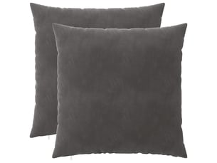 Lot de 2 coussins avec oreiller, coussins décoratifs heerlen gris foncé velours cf50495
