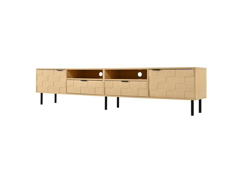  Meuble tv modenvie 200 x 35 x 44,5 cm 2 portes 2 tiroirs effet bois naturel  - Conforama A