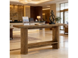 Table console étroite en panneau de particules marron 140x30x80 cm