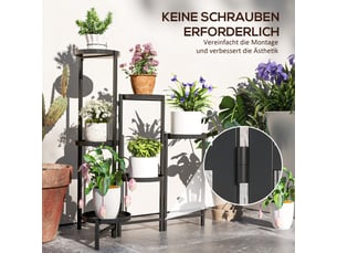 Étagère à plantes pliable en métal noir, 6 niveaux, 80 cm, pour intérieur, jardin et balcon