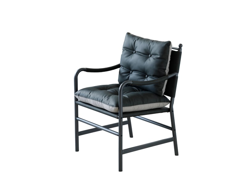  Fauteuil d'appoint vintage 60 x 62 x 90 cm – noir – assise en simili cuir avec accoudoirs en métal robuste  - Conforama D
