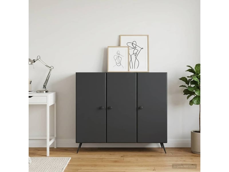  Buffet - bahut - meuble de rangement noir 89 x 34,5 x 80 cm bois d'ingénierie  - Conforama B