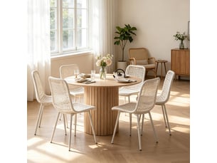 Table à manger ronde minimaliste, table fonctionnelle, design épuré