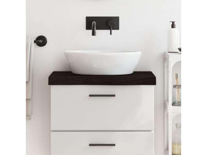  Comptoir de salle de bain, plan de travail marron foncé bois massif traité cf65858  - Conforama B