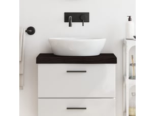 Comptoir de salle de bain, plan de travail marron foncé bois massif traité cf65858