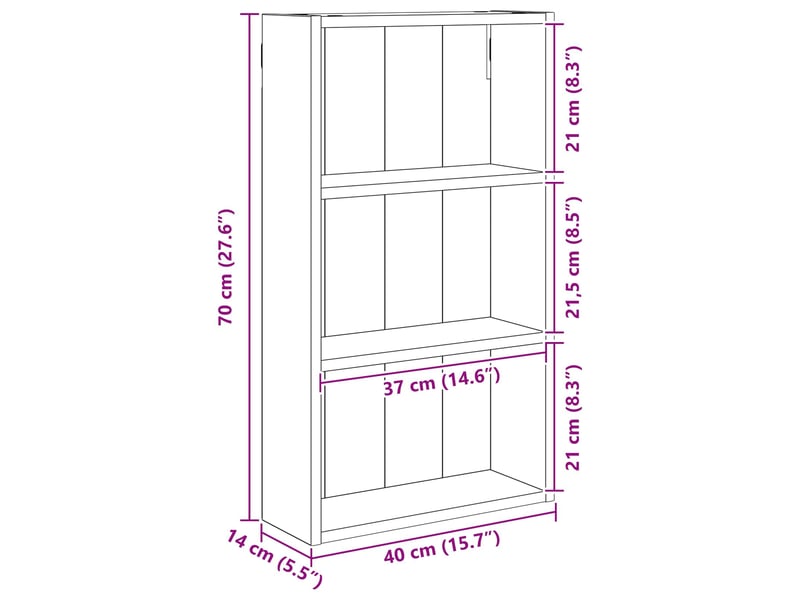  Armoire murale de salle de bain, cabinet de salle de bain chêne artisanal 40 x 14 x 70 cm cf65192  - Conforama E