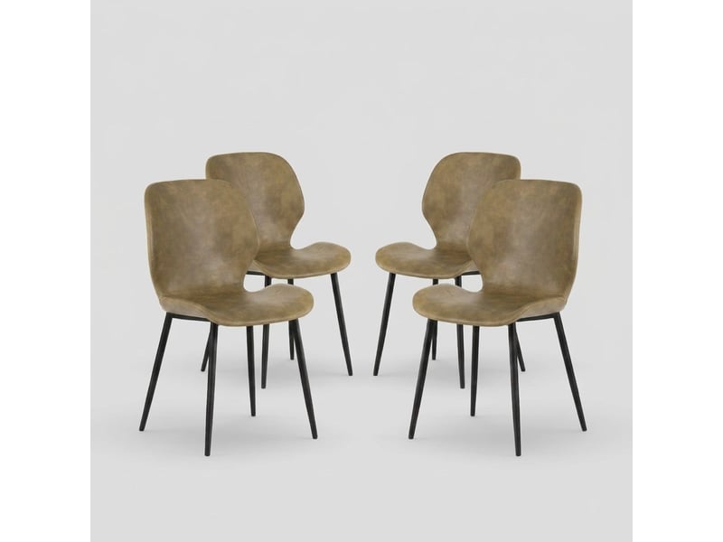  Lot de 4 chaises de salle à manger rembourrées soft-touch callisto - beige  - Conforama A