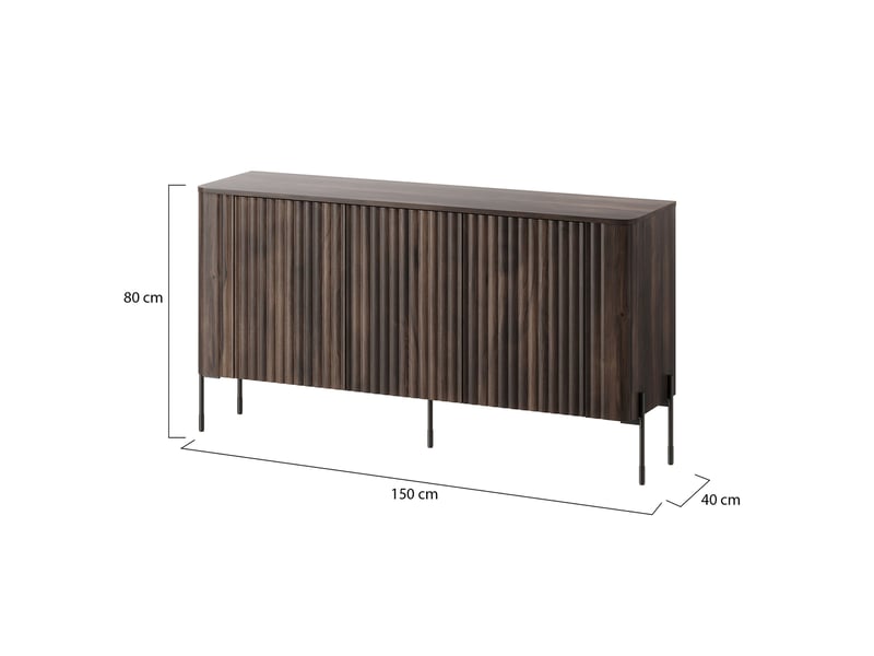  Buffet susegana, meuble 3 étagères, 150x40x80h cm brun noyer Susegana - Conforama C