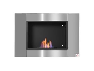 Cheminée bioéthanol murale encastrable en acier inoxydable, 80 x 14 x 54 cm