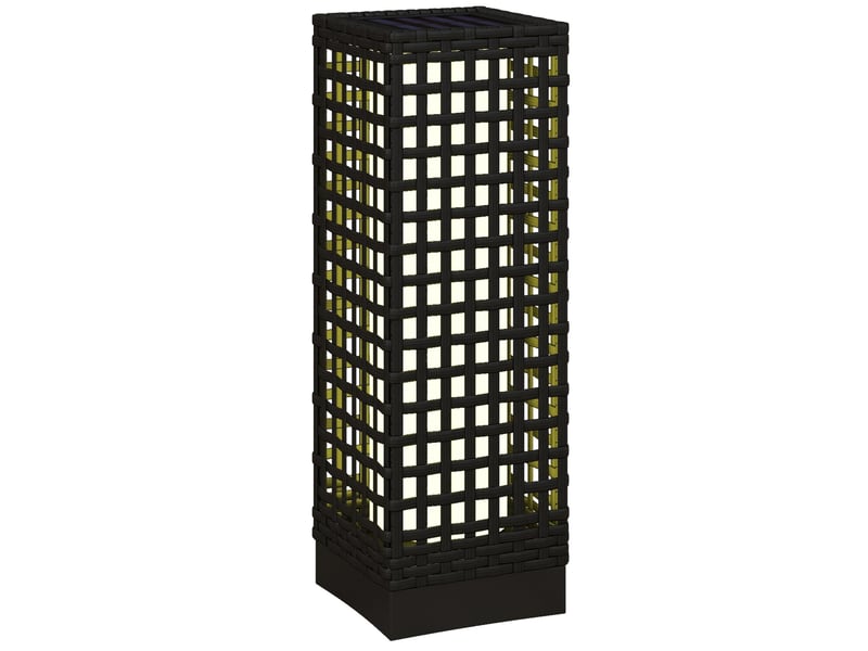  Borne solaire design rotin 15,5 x 15,5 x 46 cm noir, imperméable, capteur de lumière, led automatique pour terrasse et jardin  - Conforama A