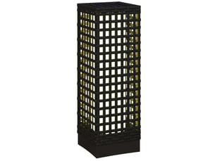 Borne solaire design rotin 15,5 x 15,5 x 46 cm noir, imperméable, capteur de lumière, led automatique pour terrasse et jardin