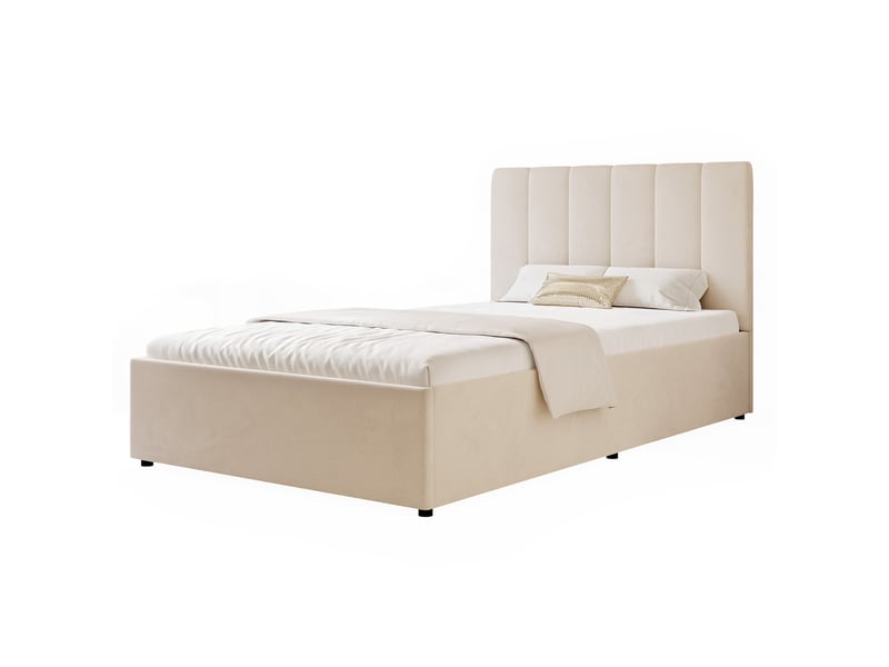 Structure de lit avena - 160x200 cm - avec coffre - tissu doux élégant - beige AVENA - Conforama A