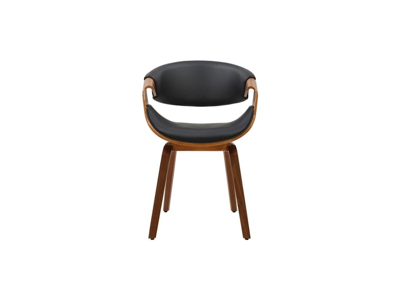 Chaise contemporaine nera en cuir artificiel noir et structure effet bois foncé avec accoudoirs  - Conforama E