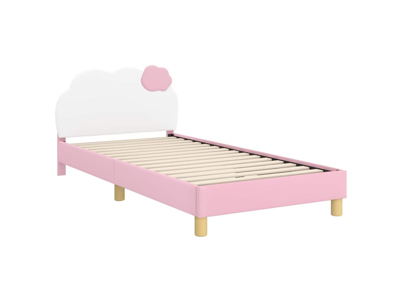  Cadre de lit pour enfants - lit jeune avec tête de lit rose 90 x 200 cm pu  - Conforama D