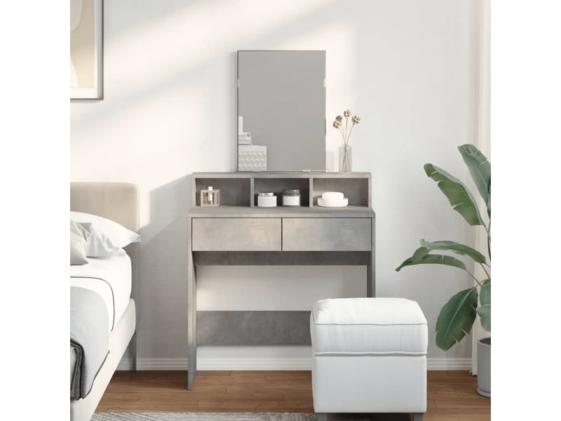 Coiffeuse, table de maquillage avec miroir gris béton 80x41x144,5 cm  - Conforama C