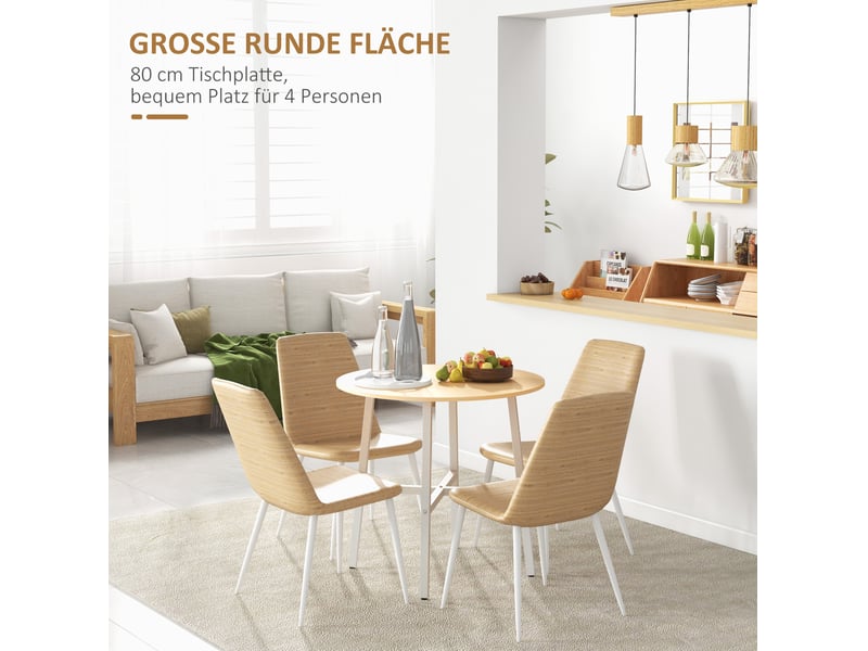 Table de salle à manger pour 4 personnes avec plateau rond et structure métallique, pour cuisine et salon, ø80 × 76 cm - Conforama E