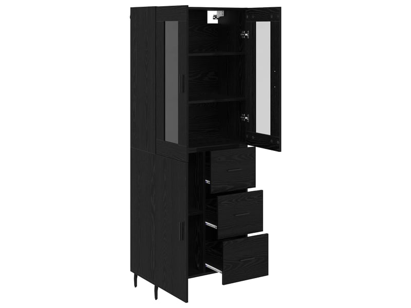 Buffet - haut armoire 2 pc chêne noir 69,5 x 34 x 180 cm - Conforama E