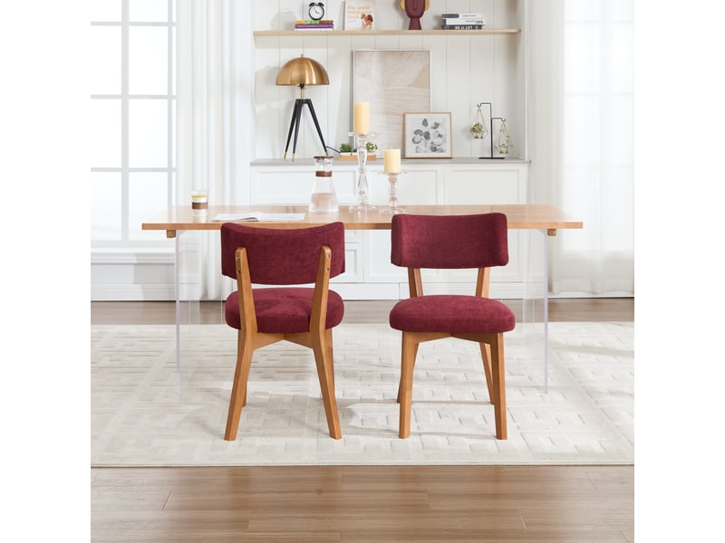  Lot de 2 chaises en tissu coloris rouge chaise rouge - Conforama D