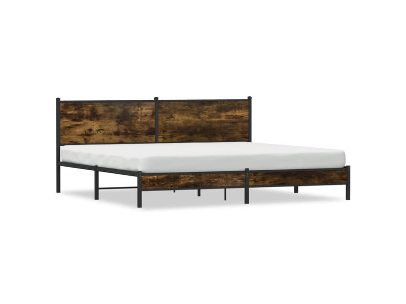  Lit double- lit adulte -  cadre de lit en métal sans matelas chêne fumé 200x200 cm  - Conforama A