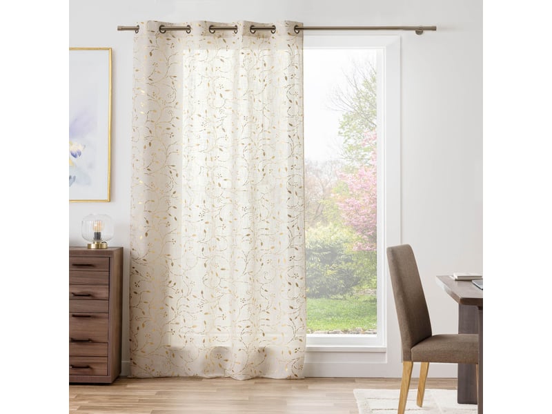  Rideau à œillets imprimé lysia 140x240cm naturel  - Conforama E