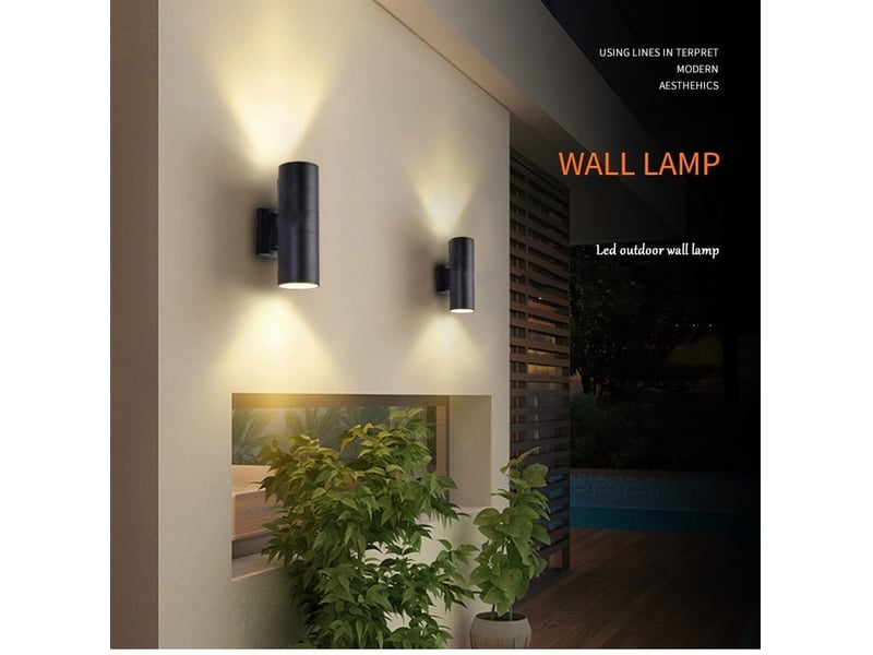  Applique murale up &amp; down avec 2 douilles gu10, design cylindrique en métal 3w lumière blanche chaude 7914674588 - Conforama E