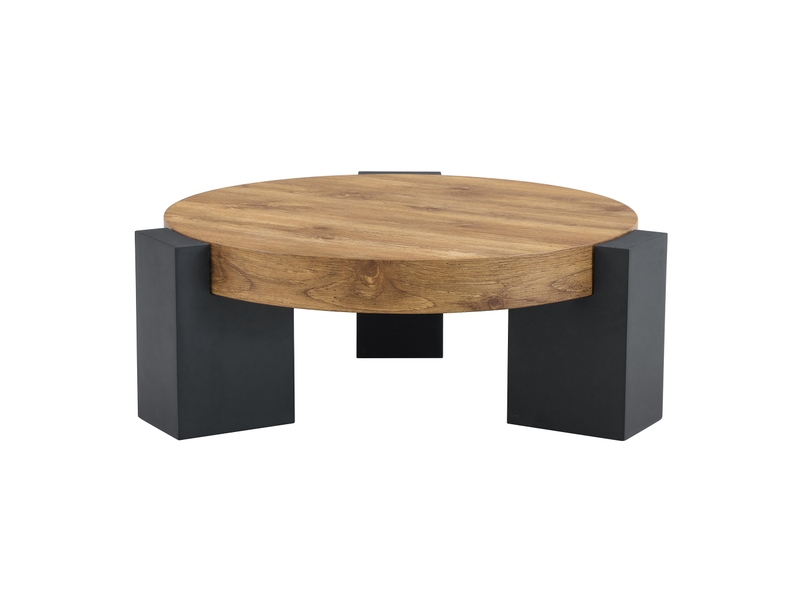  Tables basses gigognes rondes avec 2 niveaux et plateau en verre teinté, style moderne, en mdf et verre, noir - uvrion  - Conforama A