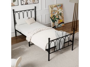 Lit simple 90x200 cm <strong>HAUSS SPOLE</strong> <strong></strong> coloris noir