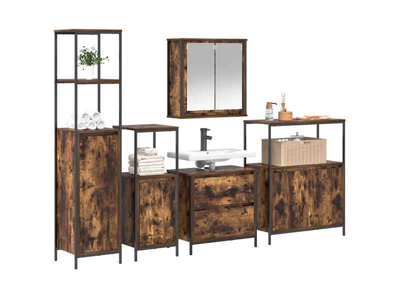 Ensemble de mobilier de salle de bain 5 pc marron cf64567 - Conforama C