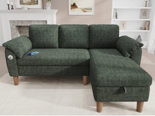 Lit jeune droit fixe LEYTN 3 places Tissu vert