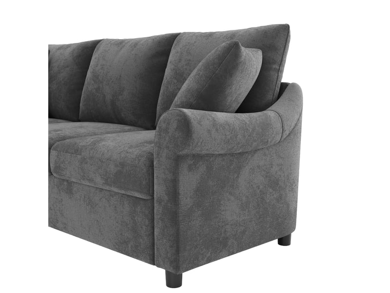  Canapé d'angle en l 5 places avec accoudoirs ergonomiques et coussin d'assise déhoussable en chenille gris  - Conforama E