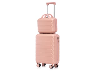 Lot de 2 valises rigides 35.5x20.5x55 cm avec serrure à code abs rose