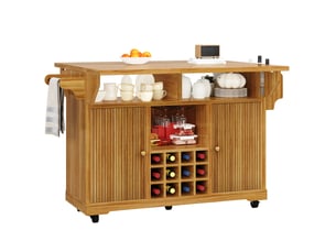 Desserte de cuisine à roulettes pliable mdf et métal brun foncé 142.5x80x95 cm