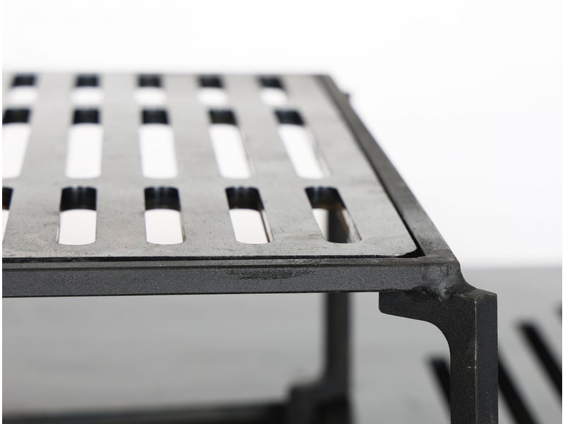  Barbecue carré grand avec plaque d'acier ronde et grill en acier corten EFP59CO RECT - Conforama E