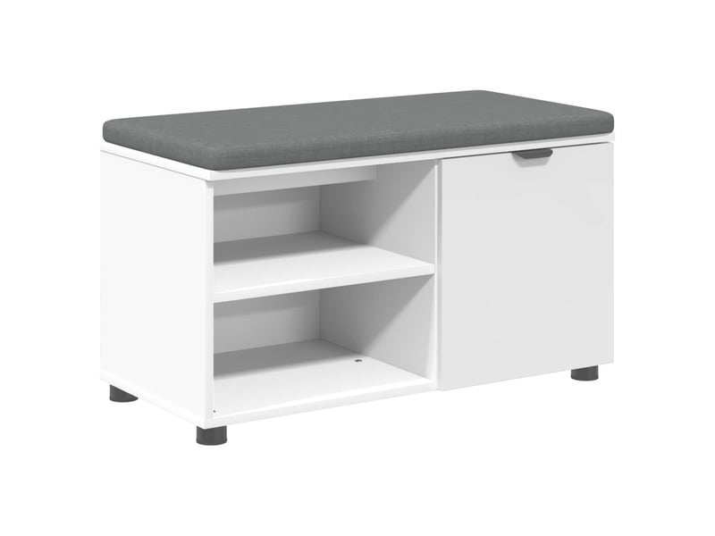  Banc d'entrée blanc 80x38x46 cm bois ingénierie et tissu shl28292  - Conforama A