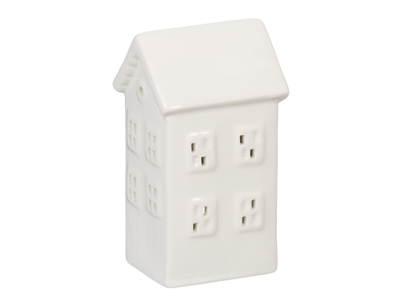  Photophore en forme de maison ambiance cosy déco intérieur 18 x 12 x 12 cm en porcelaine blanche 13_0015199  - Conforama A