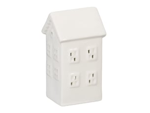 Photophore en forme de maison ambiance cosy déco intérieur 18 x 12 x 12 cm en porcelaine blanche 13_0015199