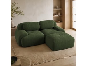Canapé d'angle modenvie modulable 2 places 208 x 178 x 70 cm sans cadre en velours côtelé vert