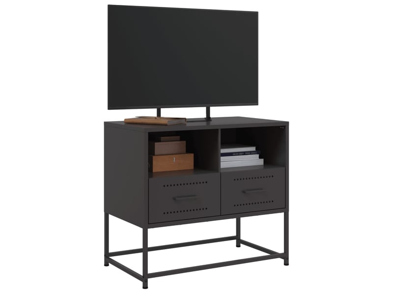  Meuble tv - banc tv - meuble de rangement noir 68x39x60,5 cm acier  - Conforama E