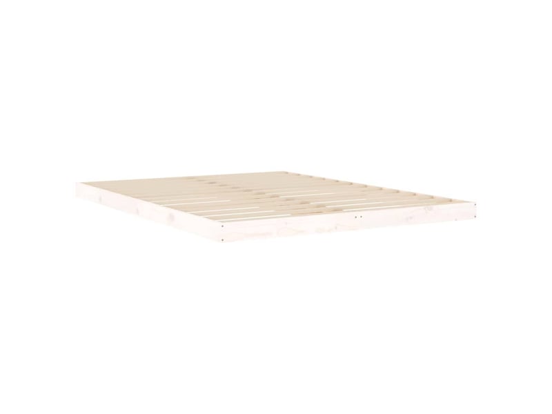  Lit double- lit adulte -  cadre de lit sans matelas blanc 150x200 cm bois de pin massif  - Conforama C