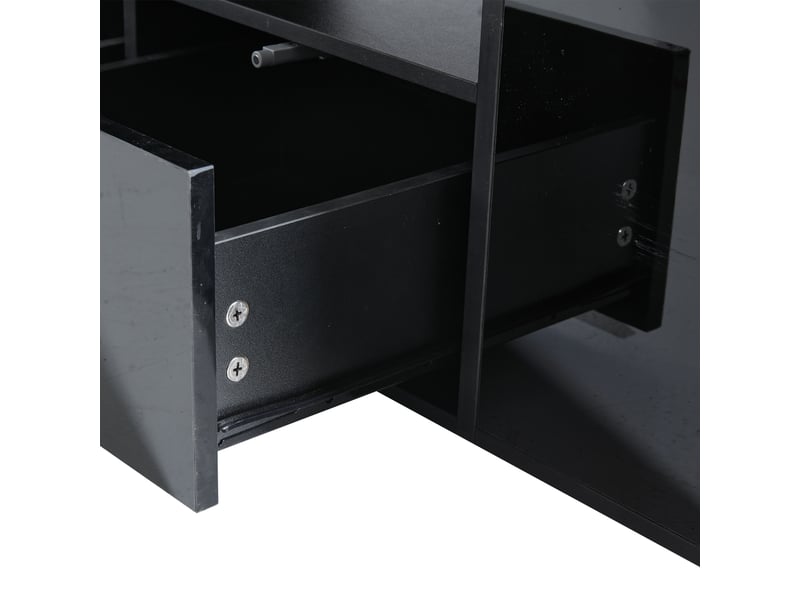  Table basse avec 2 tiroirs, 3 niveaux et led pour salon 100×50×35 cm en panneaux de particules noir  - Conforama D