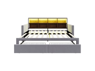 Lit extensible 90x190 cm MAISONORA   coloris gris