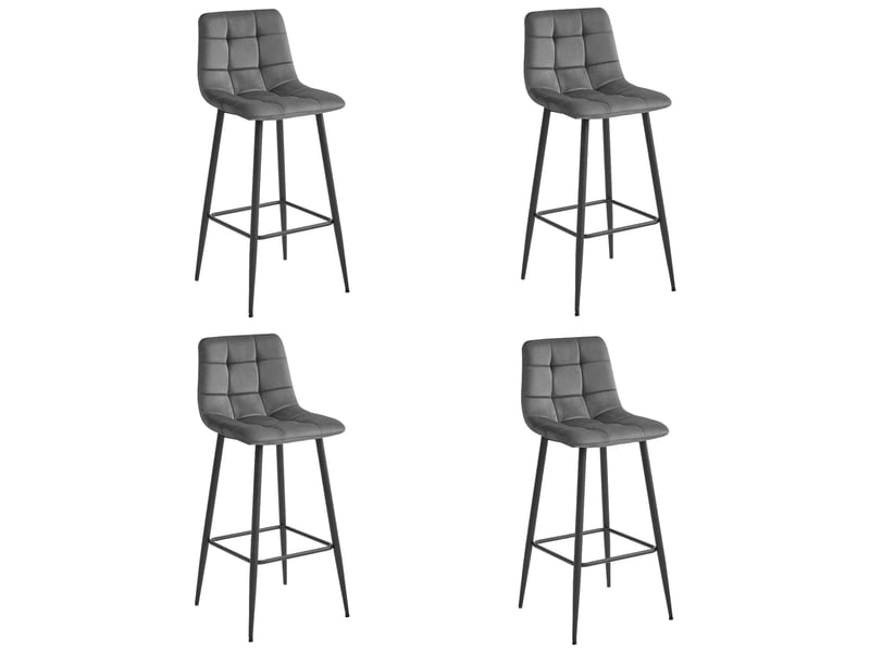 Family tabouret arceto - velours gris foncépieds noirs x 4  - Conforama A