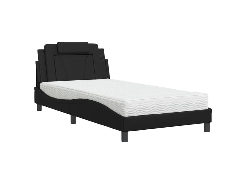  Lit viana avec matelas noir 100x200 cm similicuir  - Conforama A